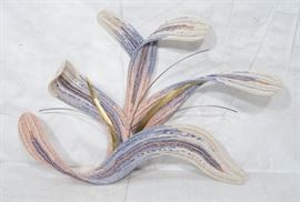 Lot 487 Lg Oversized Brass  Fiber Modern Wall Sculpture.