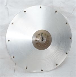 Lot 488 Spun Aluminum Industrial Style Wall Clock. Large 