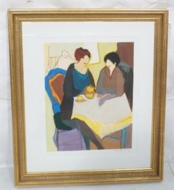 Lot 489 TARKAY Serigraph Print Ladies having tea. Profess