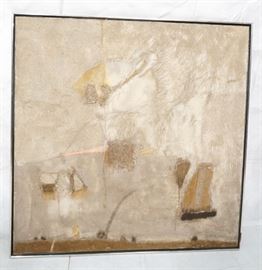 Lot 490 Modernist Collage Oil on Canvas. Muted brown tone