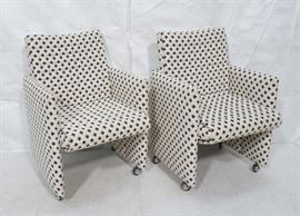 Lot 494 Pr Italian Style Upholstered Arm Lounge Chairs. F
