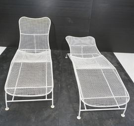 Lot 499 Pr RUSSELL WOODARD White Painted Metal Chaise Lou