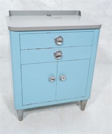 Lot 508 SIMMONS Style Metal Industrial Cabinet. Gray lami
