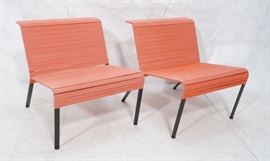 Lot 510 Pr Red Mesh Webbed Banded Lounge Chairs. Black Me
