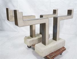 Lot 515 Pr Molded Concrete Bronze Framed Table Bases. Thi
