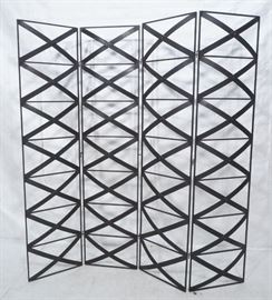 Lot 516 4 Panel Decorator Black Iron Folding Screen Room 