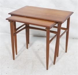 Lot 524 2pc American Modern Walnut Nesting Tables. Banded