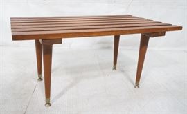 Lot 540 Small Modernist Slat Bench Low Table. Peg legs wi