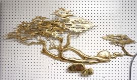Lot 545 Modernist Signed Brass Ming Tree Wall Sculpture. 