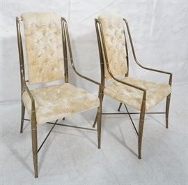 Lot 553 Pr Brass Finish Mastercraft Dining Chairs. Brass
