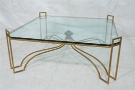 Lot 557 Oversized Square Gilt Iron Coffee Cocktail Table.