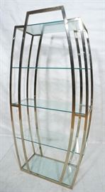 Lot 562 Gold Tone Contemporary Display Shelf Etagere. Bow