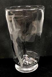 Lot 106 Orrefors Vicki Lindstrand Crystal Vase with Engra