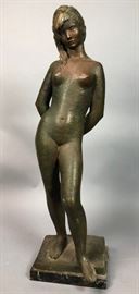 Lot 301 L. GRANERO Bronze Sculpture Of Standing Nude Fema