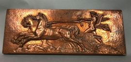 Lot 317 MASIO 44 Art Deco Copper Plaque of Chariot.