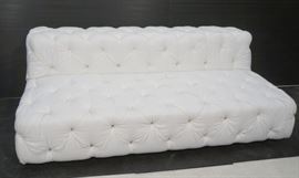 Lot 360 Restoration Hardware Tufted Linen Sofa Couch with