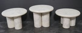 Lot 532 3 Faux Marble Resin Round Side Tables. 3 graduate