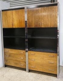 Lot 561 Pr 7 Tall Rosewood  Chrome Modern Cabinet Units