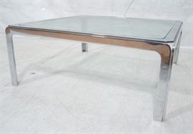 Lot 572 MILO BAUGHMAN Style Chrome Glass Coffee Table. Ar