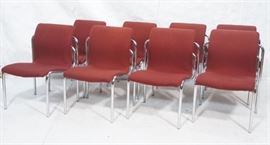 Lot 573 8 HOWE Chrome Tube Side Chairs. Burgundy fabric s