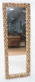 Lot 580 Handmade Modernist Sculptural Wood Mirror. Square