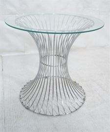 Lot 581 WARREN PLATNER inspired Glass Top Side Table. Cor