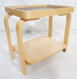 Lot 583 ALVAR AALTO Style Laminated Wood Rolling Cart. Tr