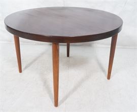 Lot 588 Round Rosewood Modernist Dining Table. Tapered le