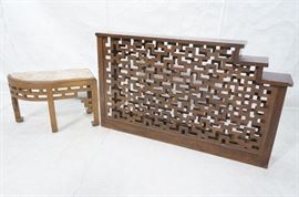 Lot 590 2 Asian Inspired Style Wood Pieces. 1 Natural ag