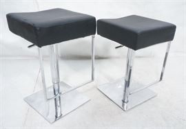 Lot 612 Pr Modernist Heavy Hydraulic Adjustable Bar Stool