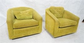 Lot 615 Pr Lime Green Barrel Back Swivel Chairs. Modernis