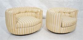 Lot 618 Pr Mid Century Custom Oval Barrel Back Chairs. Tu