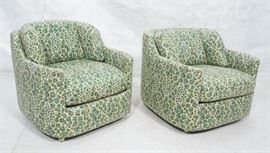Lot 619 Pr Modernist Fabric Covered Lounge Chairs. Front 