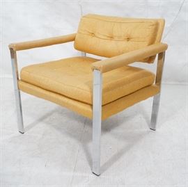 Lot 623 MILO BAUGHMAN Style Chrome Lounge Chair. Orange y