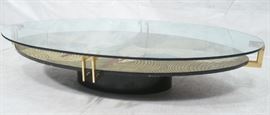 Lot 626 Asian Design Brass Oval Coffee Cocktail Table. Gl