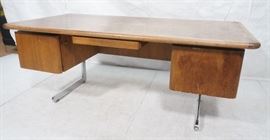 Lot 627 Vladimir Kagan Style Desk. Executive Burl Wood Mo