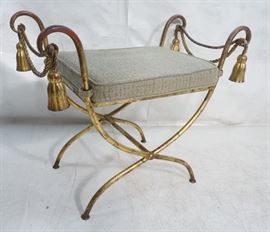Lot 633 Italian Gilt Metal Bench Seat. Tassel  Rope deta