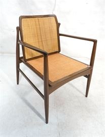 Lot 635 Selig Danish Modern Dark Wood Open Arm Chair. Wov