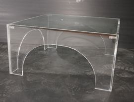 Lot 636 Square Lucite Glass Top Coffee Table. Sides with 