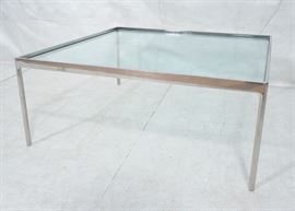 Lot 637 Square Chrome Steel Frame Cocktail Table. Recesse
