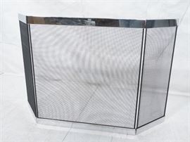 Lot 638 Chrome  Black Mesh Modernist Fireplace Screen Bi