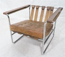 Lot 644 STENDIG Chrome Tube Leather Strap Lounge Chair. M