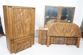 Lot 650 4pc PAUL EVANS Style for LANE Brutalist Dressers.