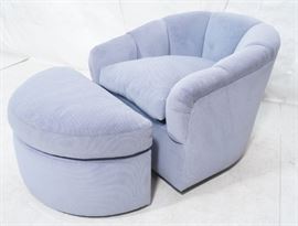 Lot 651 Pale Blue Upholstered Swivel Lounge Chair  Ottom