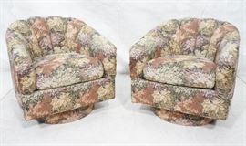 Lot 653 Pr Contemporary Barrel Back Lounge Chairs. Tropic