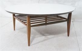 Lot 662 Round White Laminate Top Coffee Table. Square dow