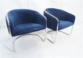 Lot 663 Pr THONET Chrome Frame Modernist Lounge Chairs. R
