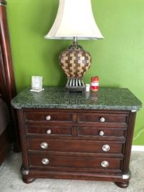 Marble-topped large set of end tables for bedroom