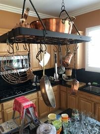 Gorgeous pot rack and copper pots