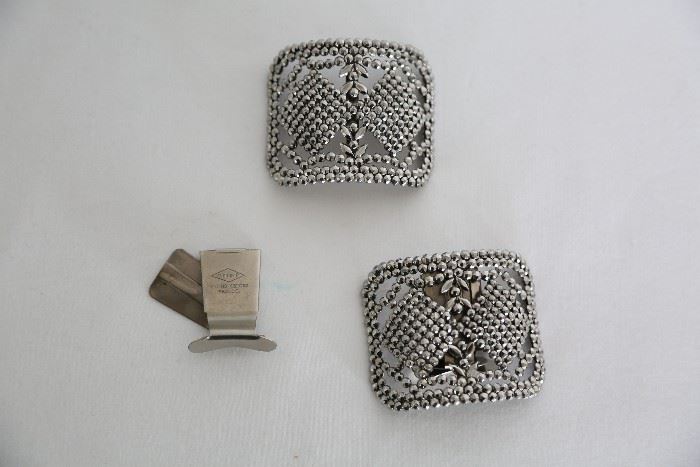 Vintage marcasite shoe clips. Made in France. 